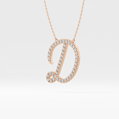 0.435 TCW Round Lab Grown Diamond D Initial Necklace