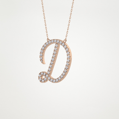 0.435 TCW Round Lab Grown Diamond D Initial Necklace