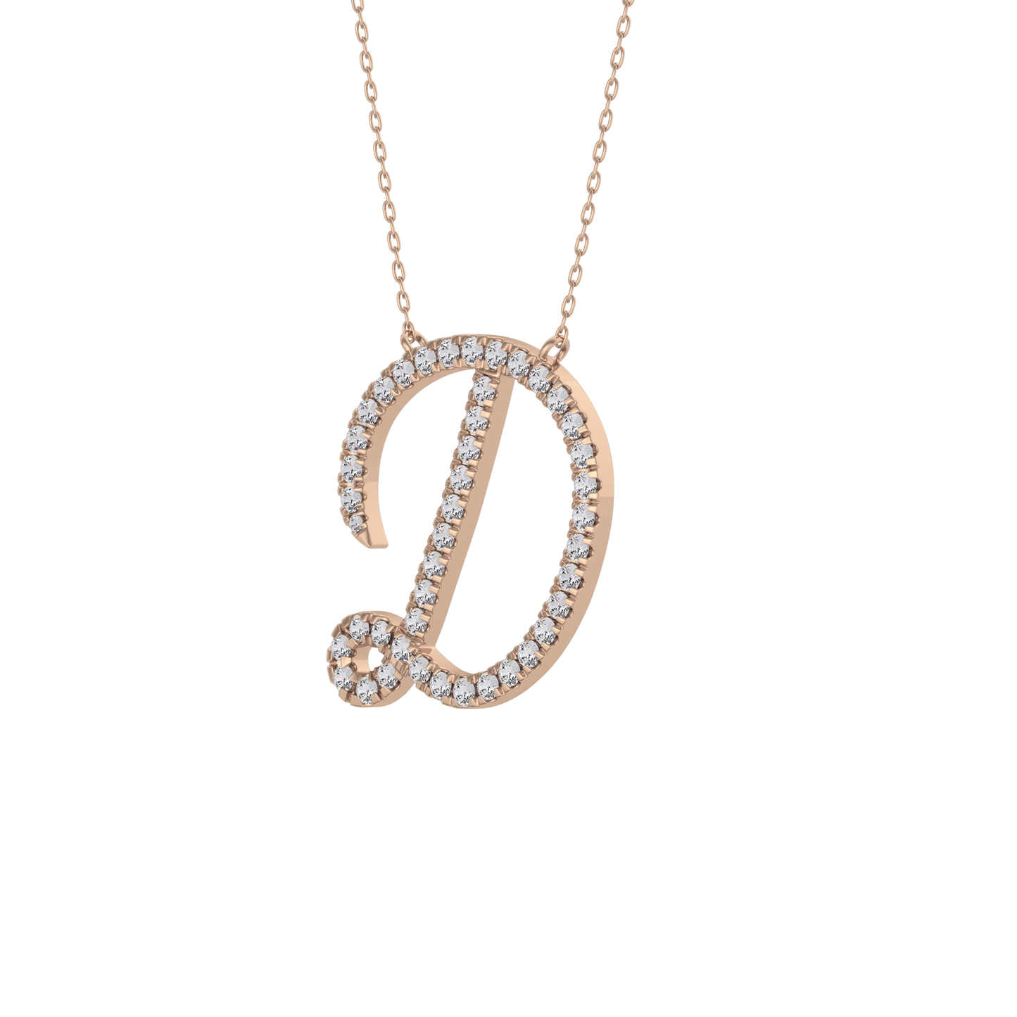 0.435 TCW Round Lab Grown Diamond D Initial Necklace