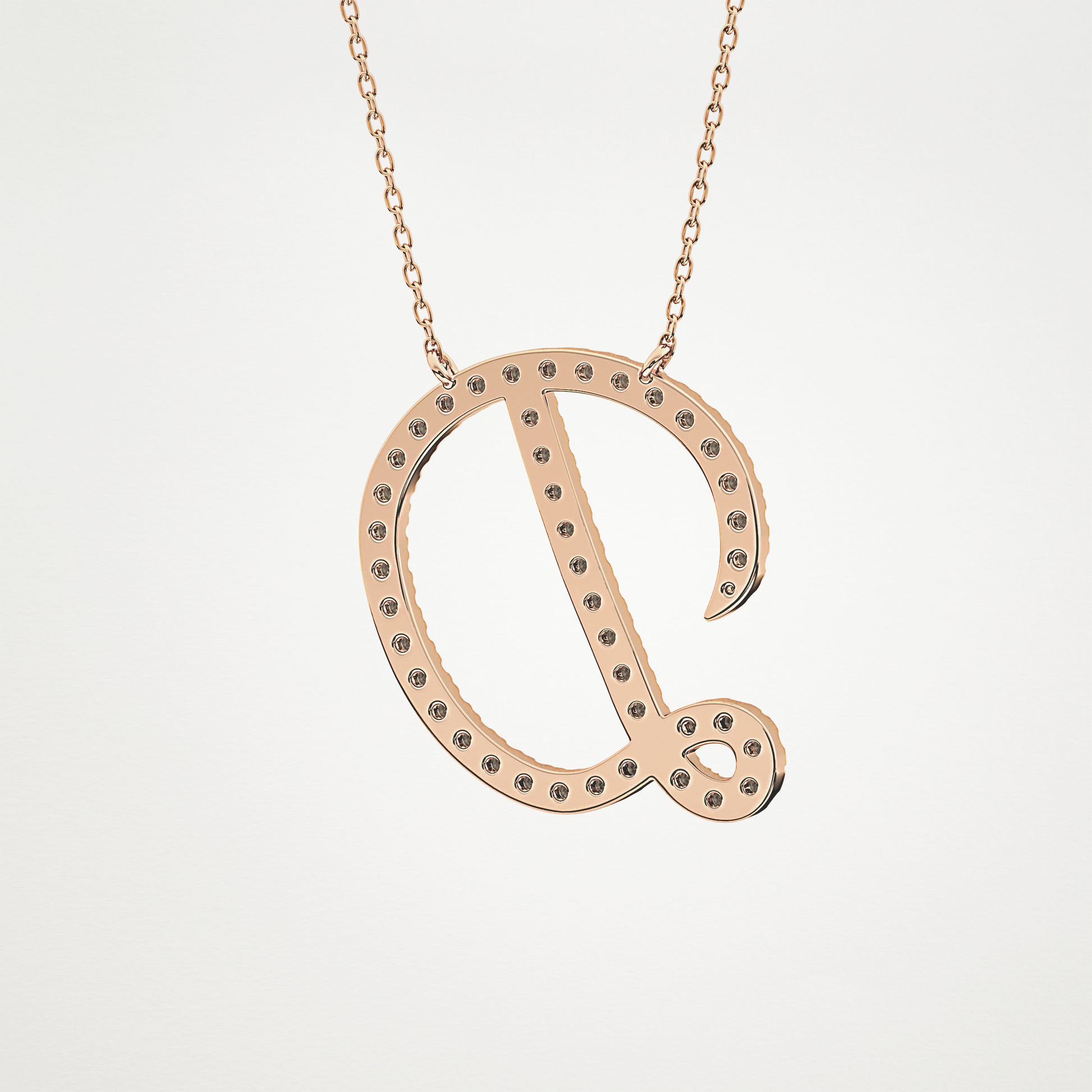 0.435 TCW Round Lab Grown Diamond D Initial Necklace