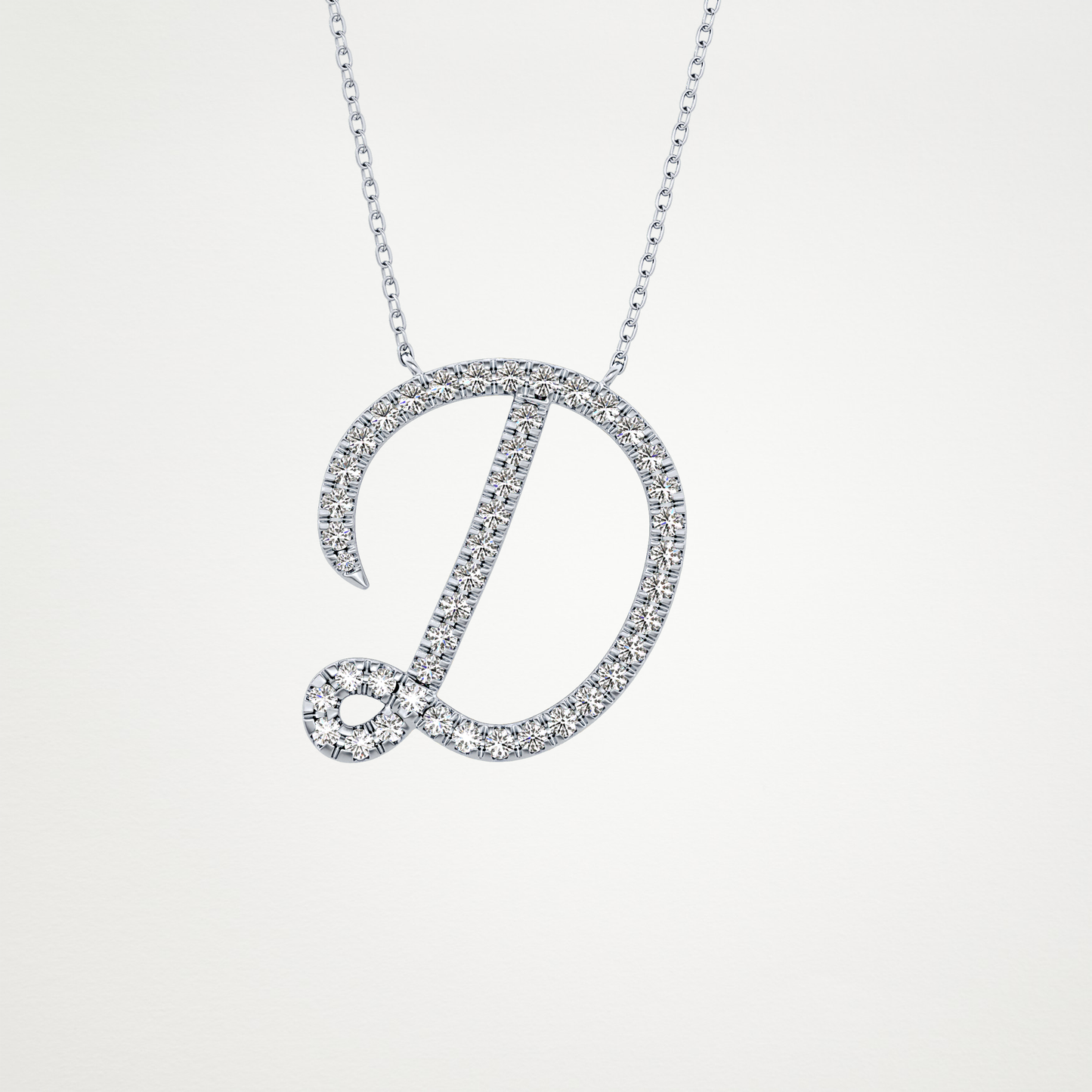 0.435 TCW Round Lab Grown Diamond D Initial Necklace