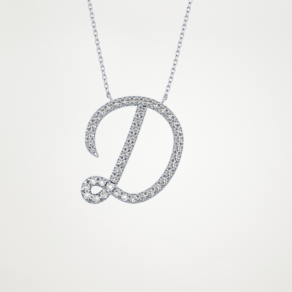 0.435 TCW Round Lab Grown Diamond D Initial Necklace