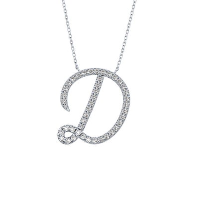 0.435 TCW Round Lab Grown Diamond D Initial Necklace