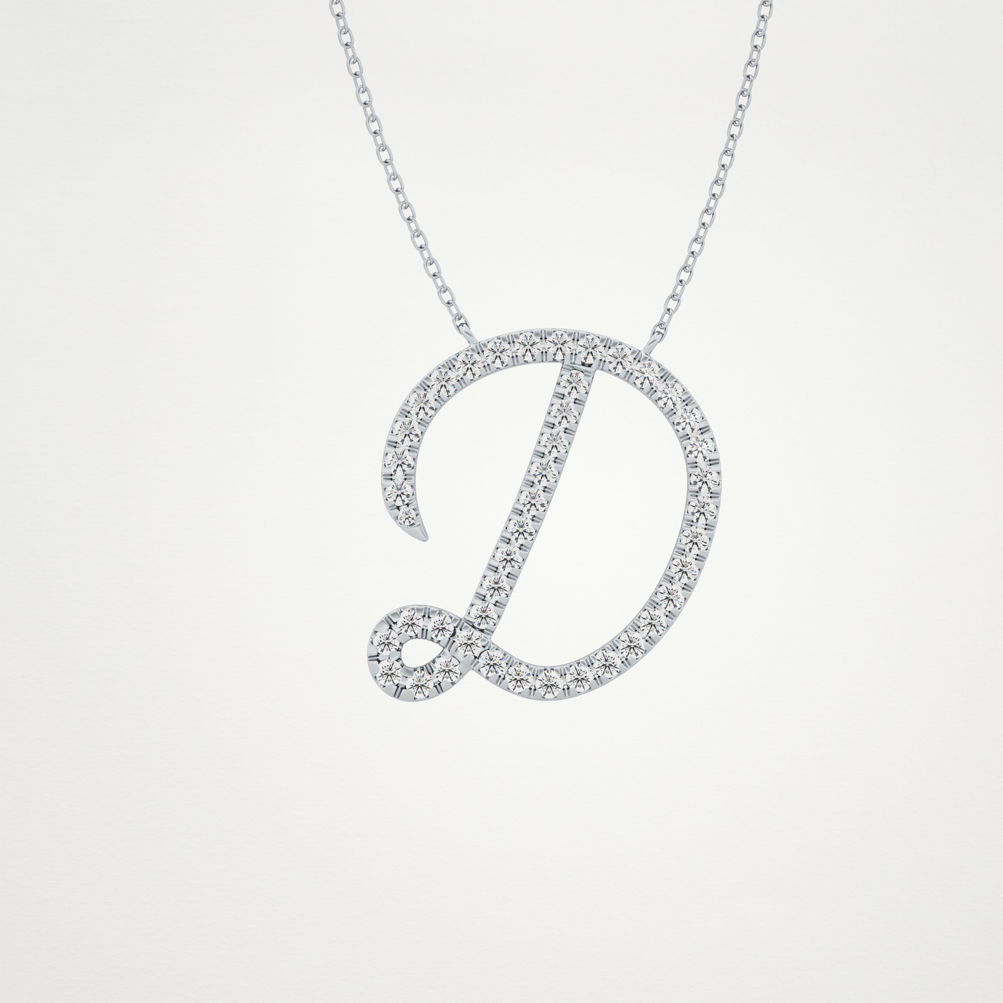 0.435 TCW Round Lab Grown Diamond D Initial Necklace