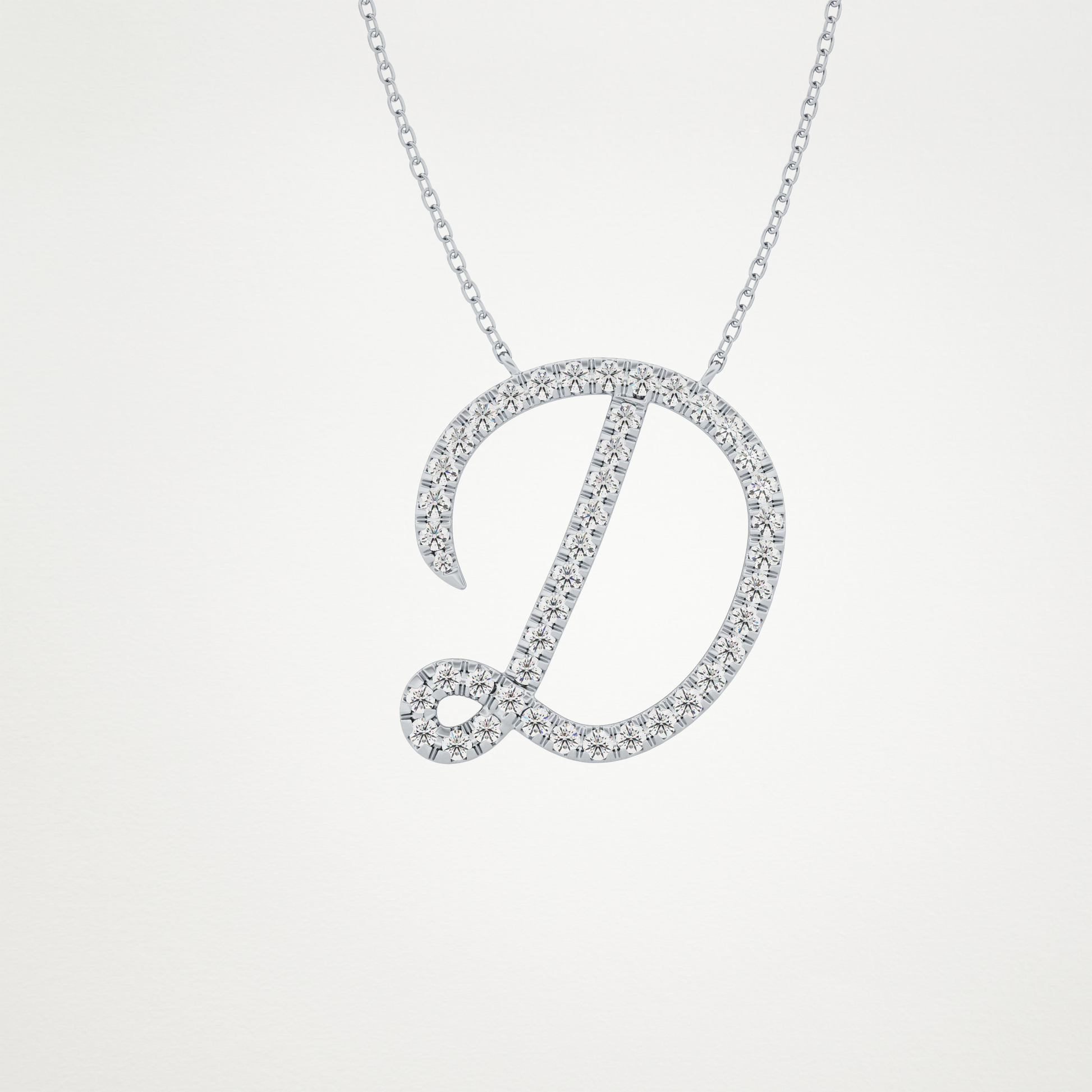 0.435 TCW Round Lab Grown Diamond D Initial Necklace
