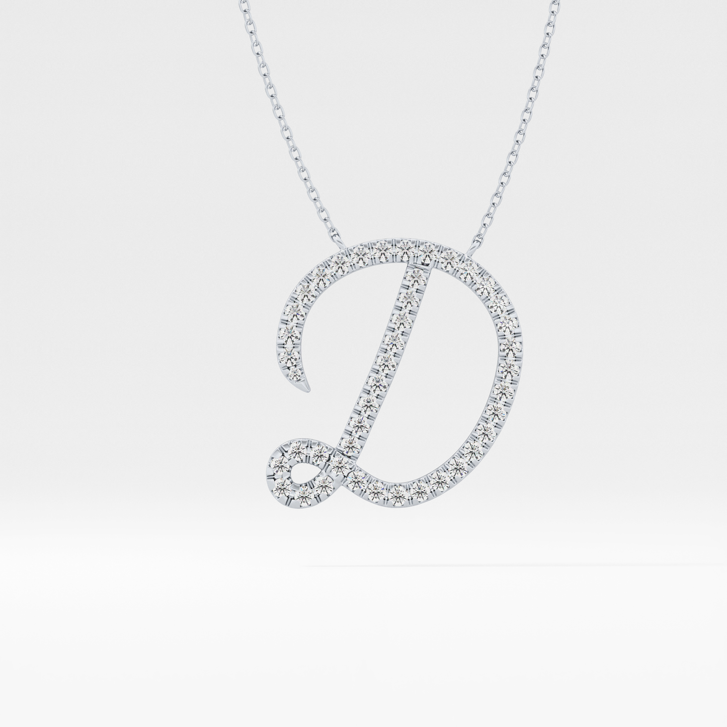 0.435 TCW Round Lab Grown Diamond D Initial Necklace