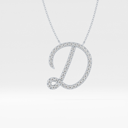 0.435 TCW Round Lab Grown Diamond D Initial Necklace