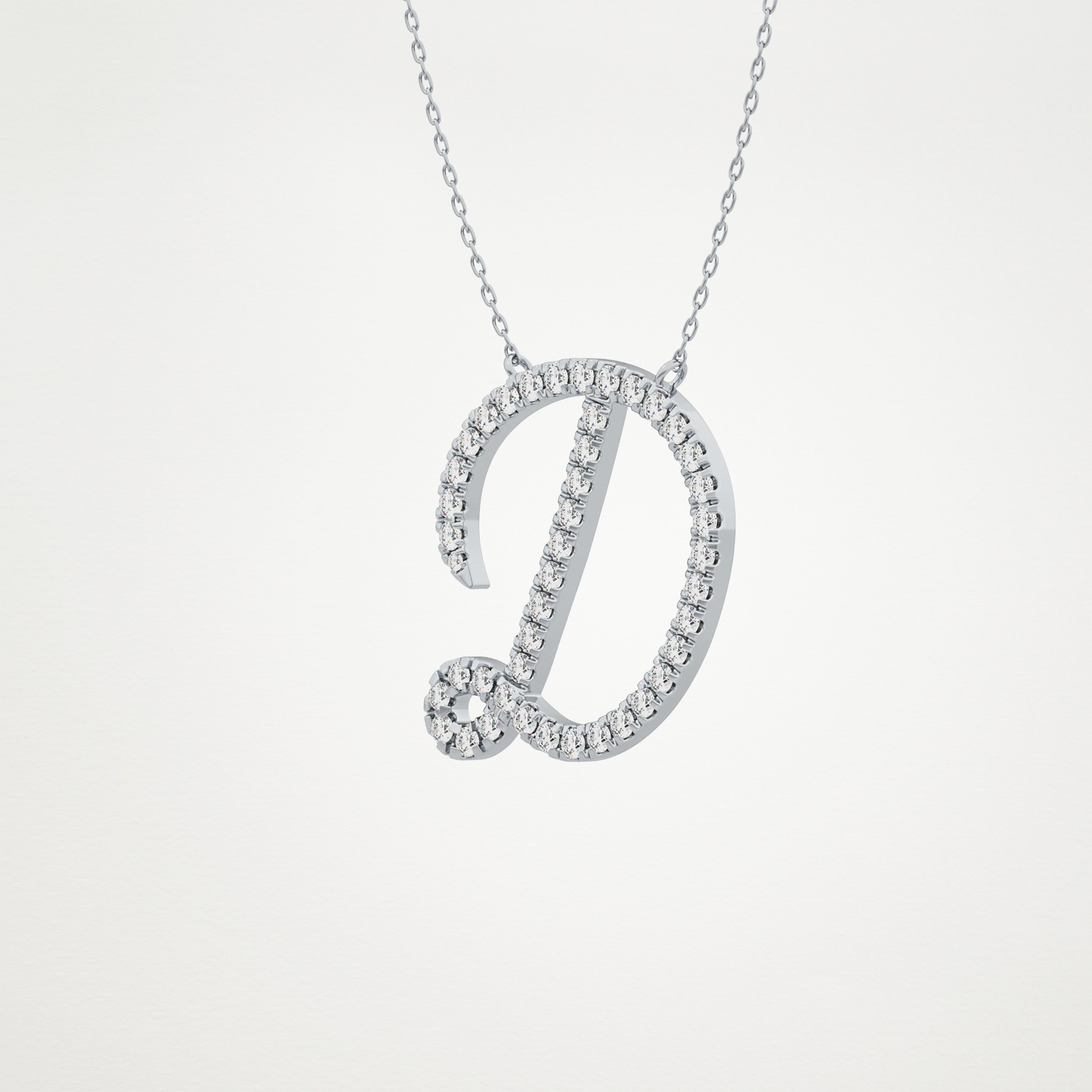 0.435 TCW Round Lab Grown Diamond D Initial Necklace