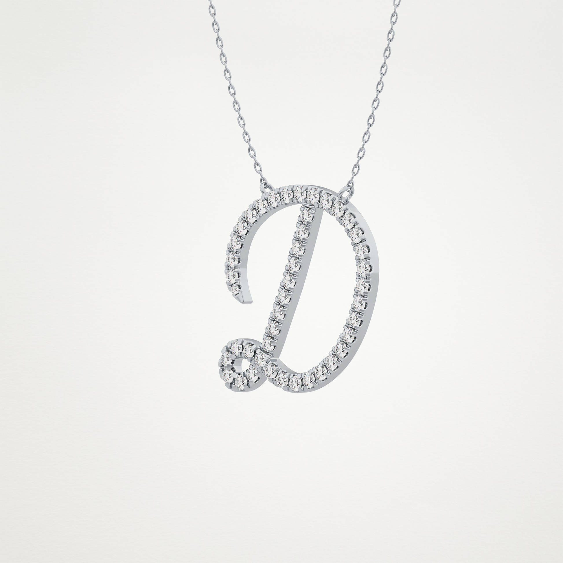 0.435 TCW Round Lab Grown Diamond D Initial Necklace