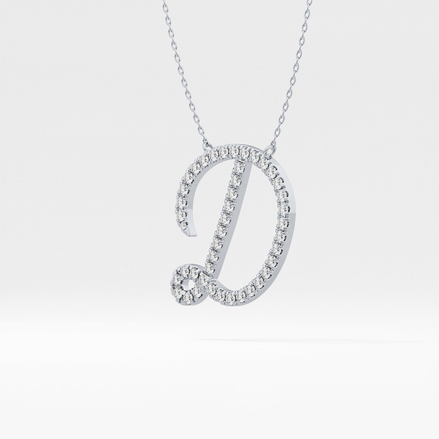 0.435 TCW Round Lab Grown Diamond D Initial Necklace
