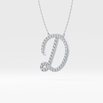 0.435 TCW Round Lab Grown Diamond D Initial Necklace