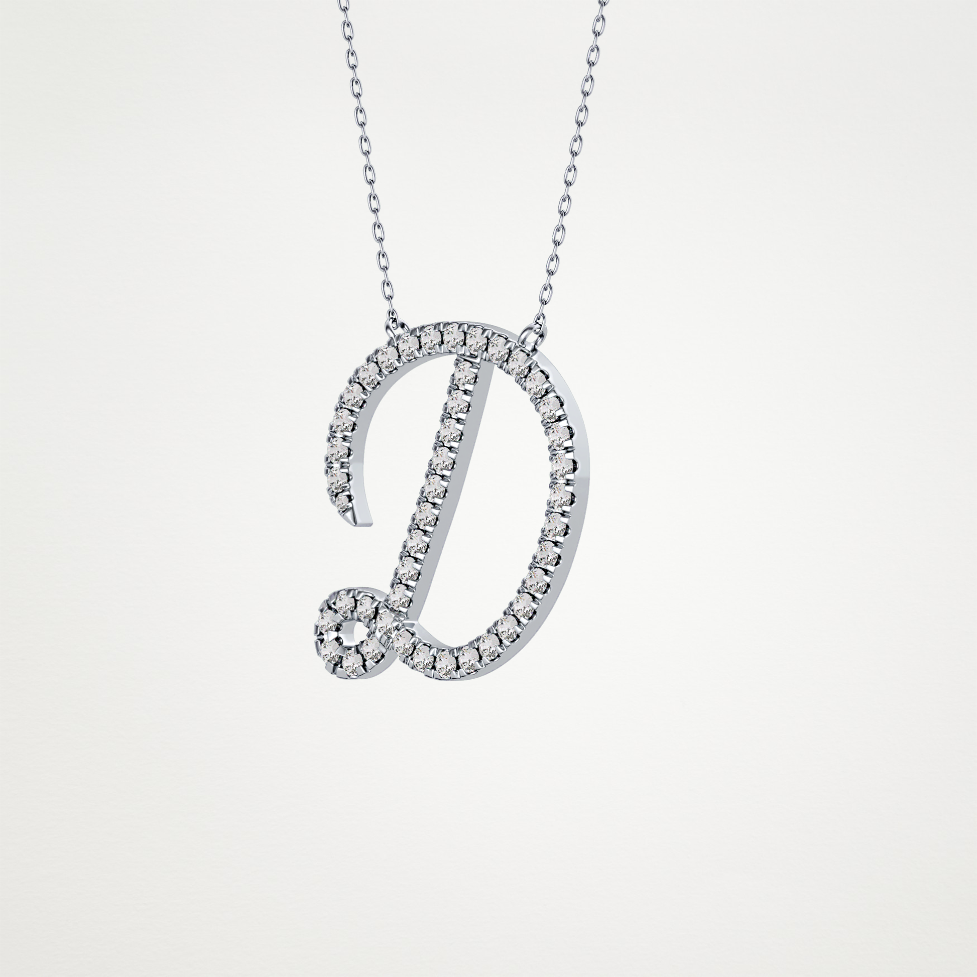 0.435 TCW Round Lab Grown Diamond D Initial Necklace