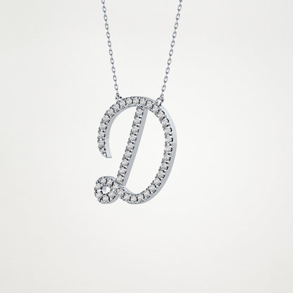 0.435 TCW Round Lab Grown Diamond D Initial Necklace