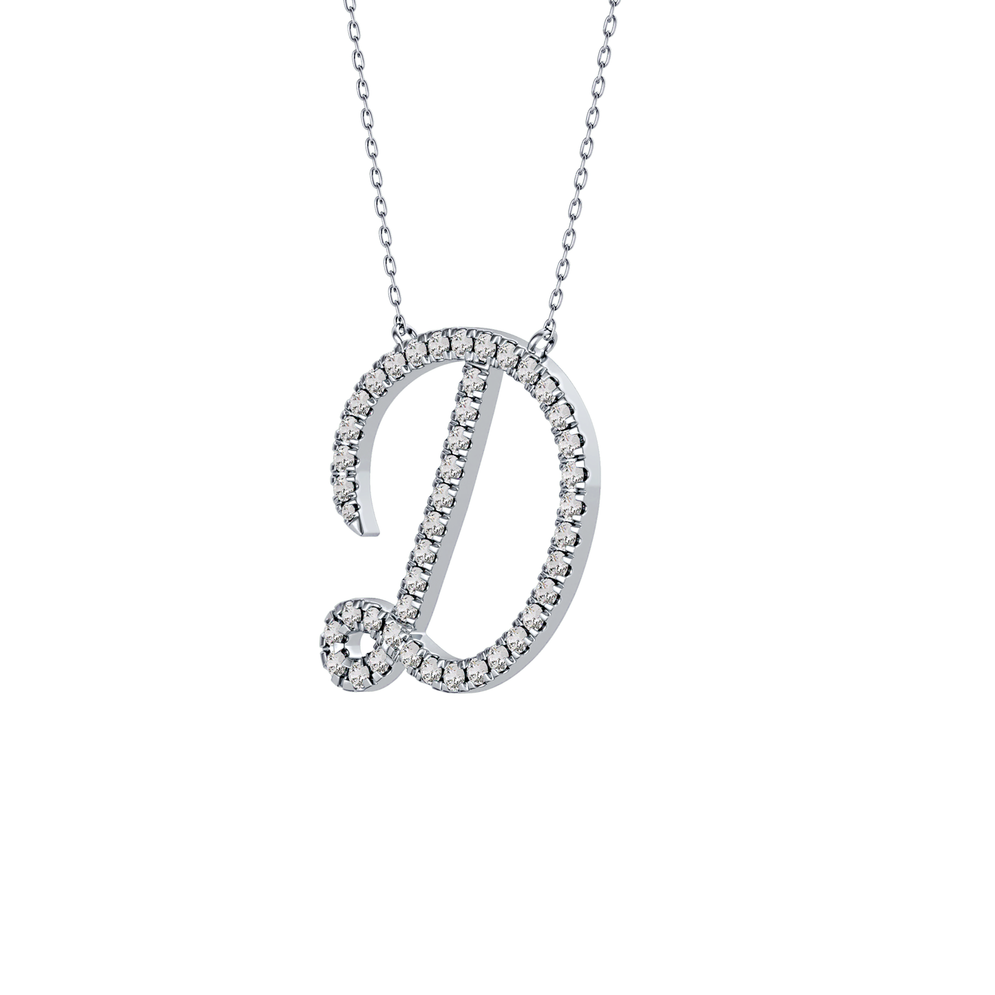 0.435 TCW Round Lab Grown Diamond D Initial Necklace