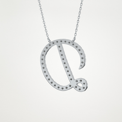 0.435 TCW Round Lab Grown Diamond D Initial Necklace