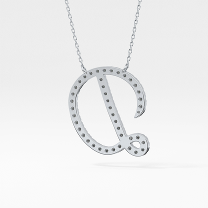 0.435 TCW Round Lab Grown Diamond D Initial Necklace