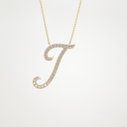 0.189 TCW Round Lab Grown Diamond J Initial Necklace
