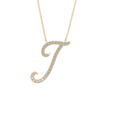 0.189 TCW Round Lab Grown Diamond J Initial Necklace