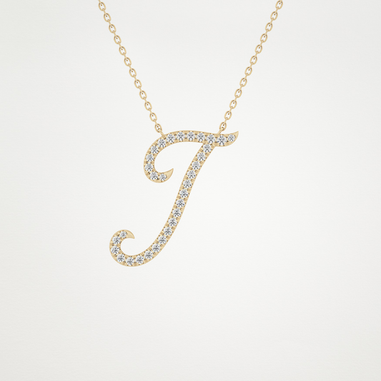 0.189 TCW Round Lab Grown Diamond J Initial Necklace