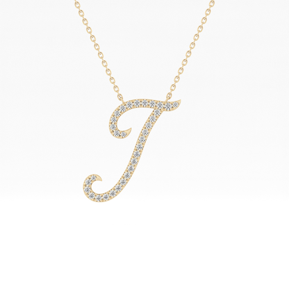 0.189 TCW Round Lab Grown Diamond J Initial Necklace
