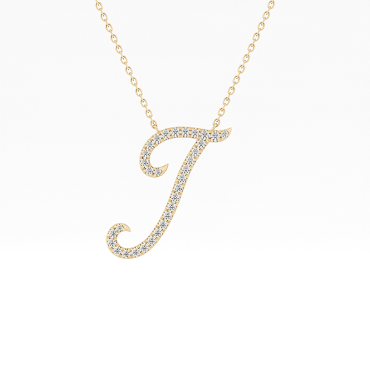 0.189 TCW Round Lab Grown Diamond J Initial Necklace