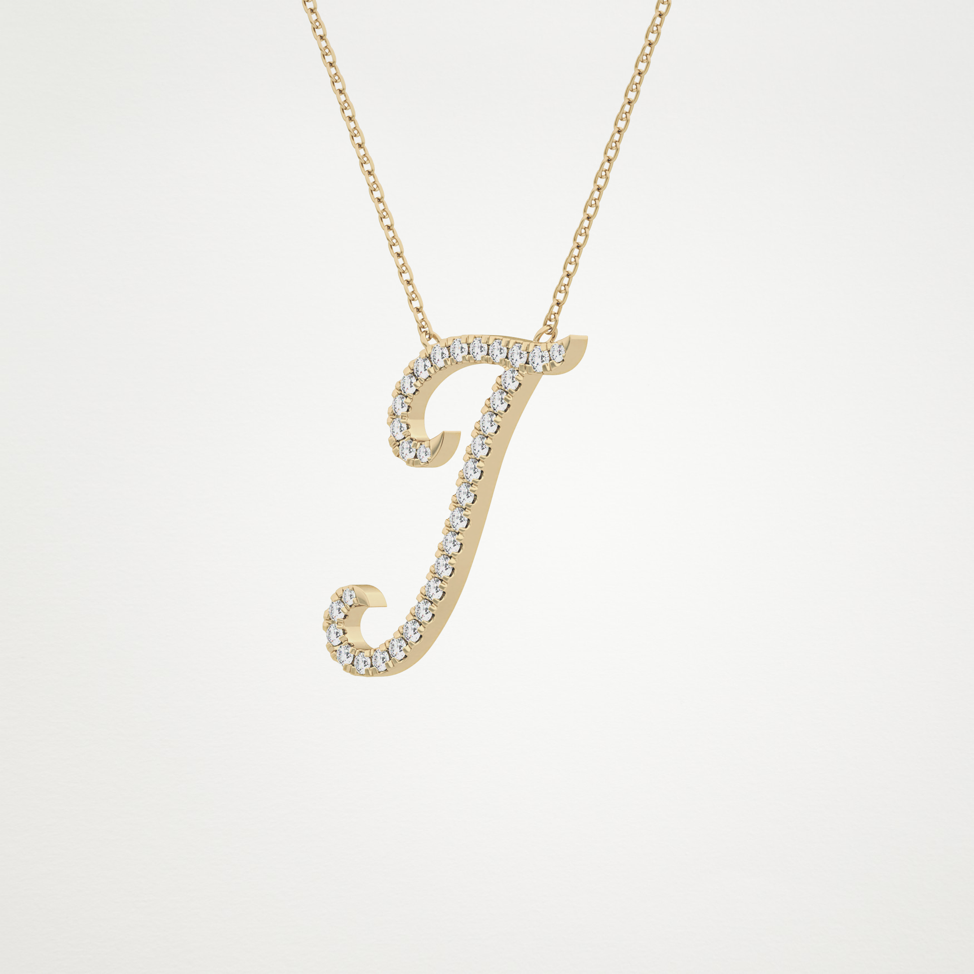 0.189 TCW Round Lab Grown Diamond J Initial Necklace