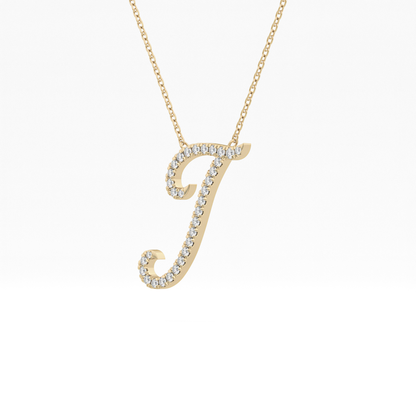 0.189 TCW Round Lab Grown Diamond J Initial Necklace