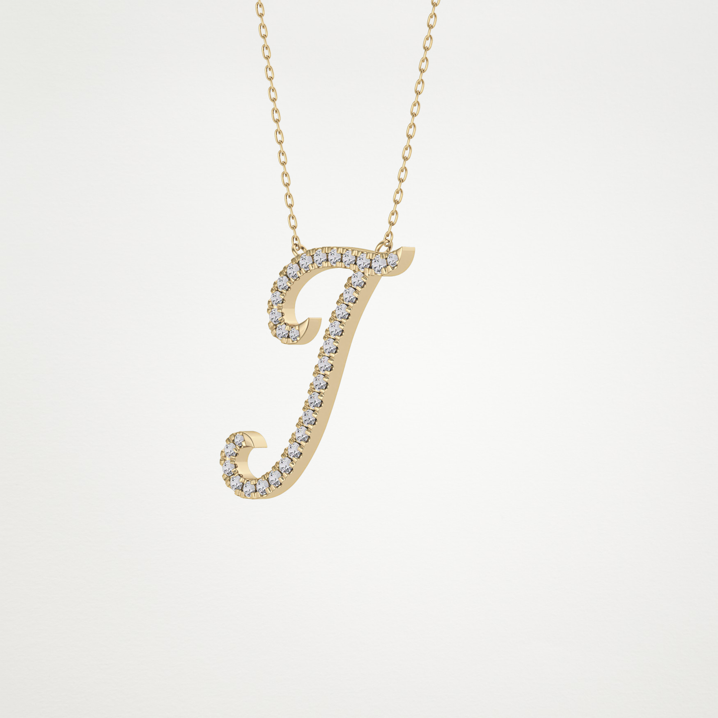 0.189 TCW Round Lab Grown Diamond J Initial Necklace