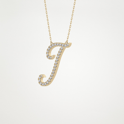 0.189 TCW Round Lab Grown Diamond J Initial Necklace