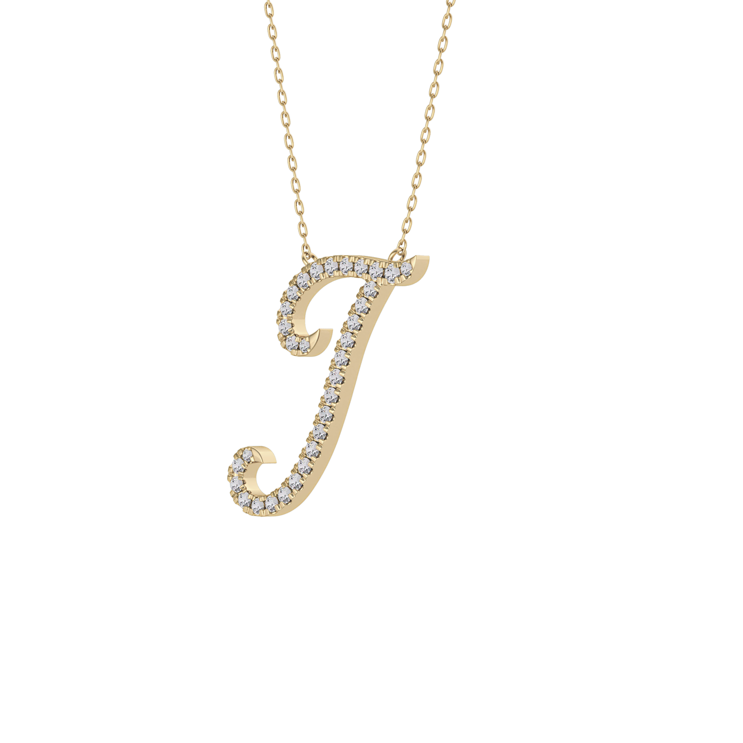 0.189 TCW Round Lab Grown Diamond J Initial Necklace