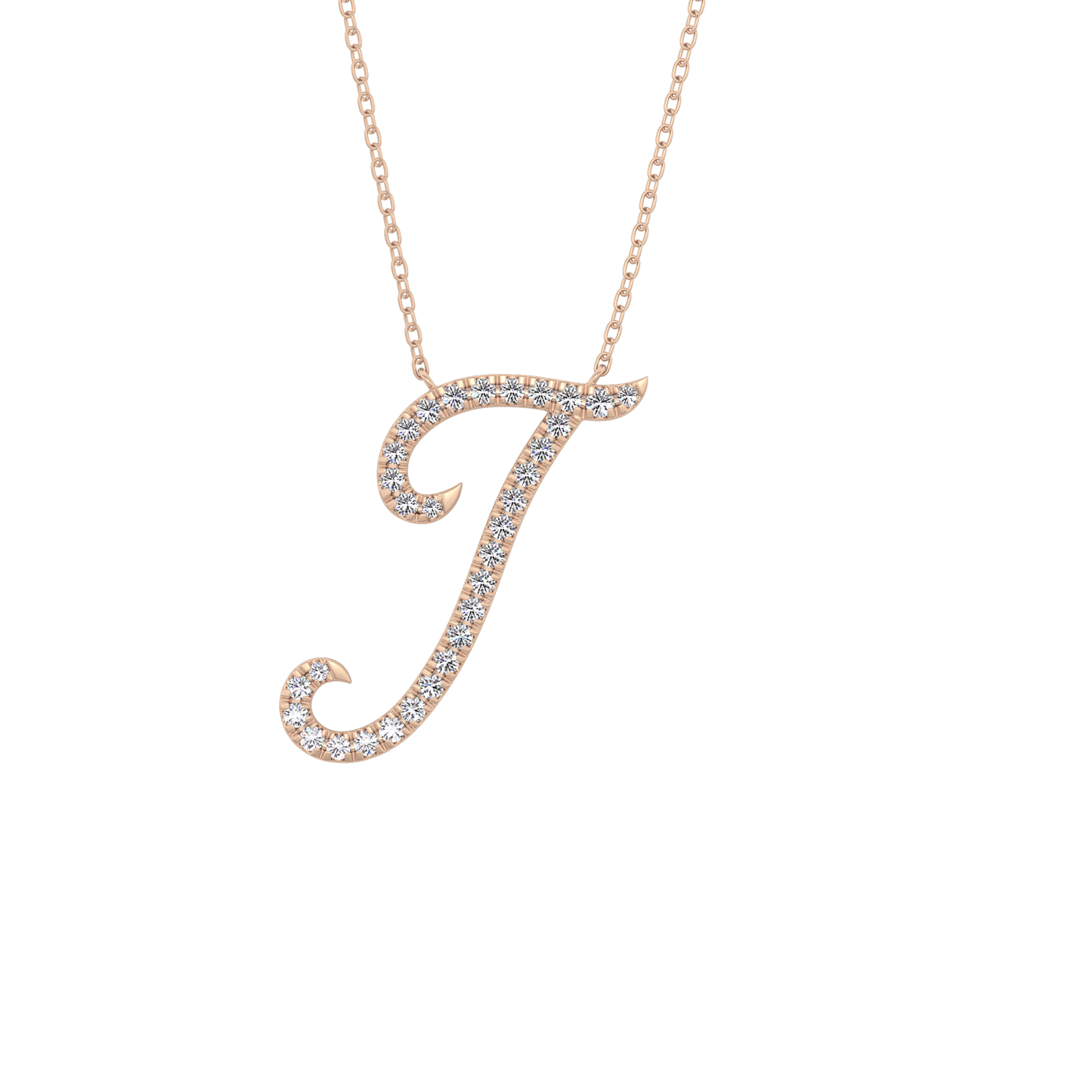 0.189 TCW Round Lab Grown Diamond J Initial Necklace