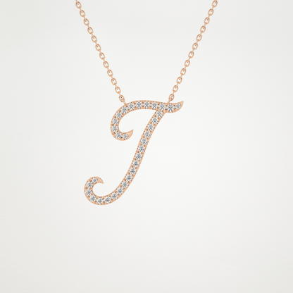 0.189 TCW Round Lab Grown Diamond J Initial Necklace