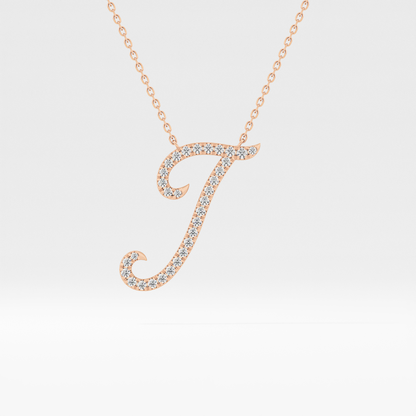 0.189 TCW Round Lab Grown Diamond J Initial Necklace