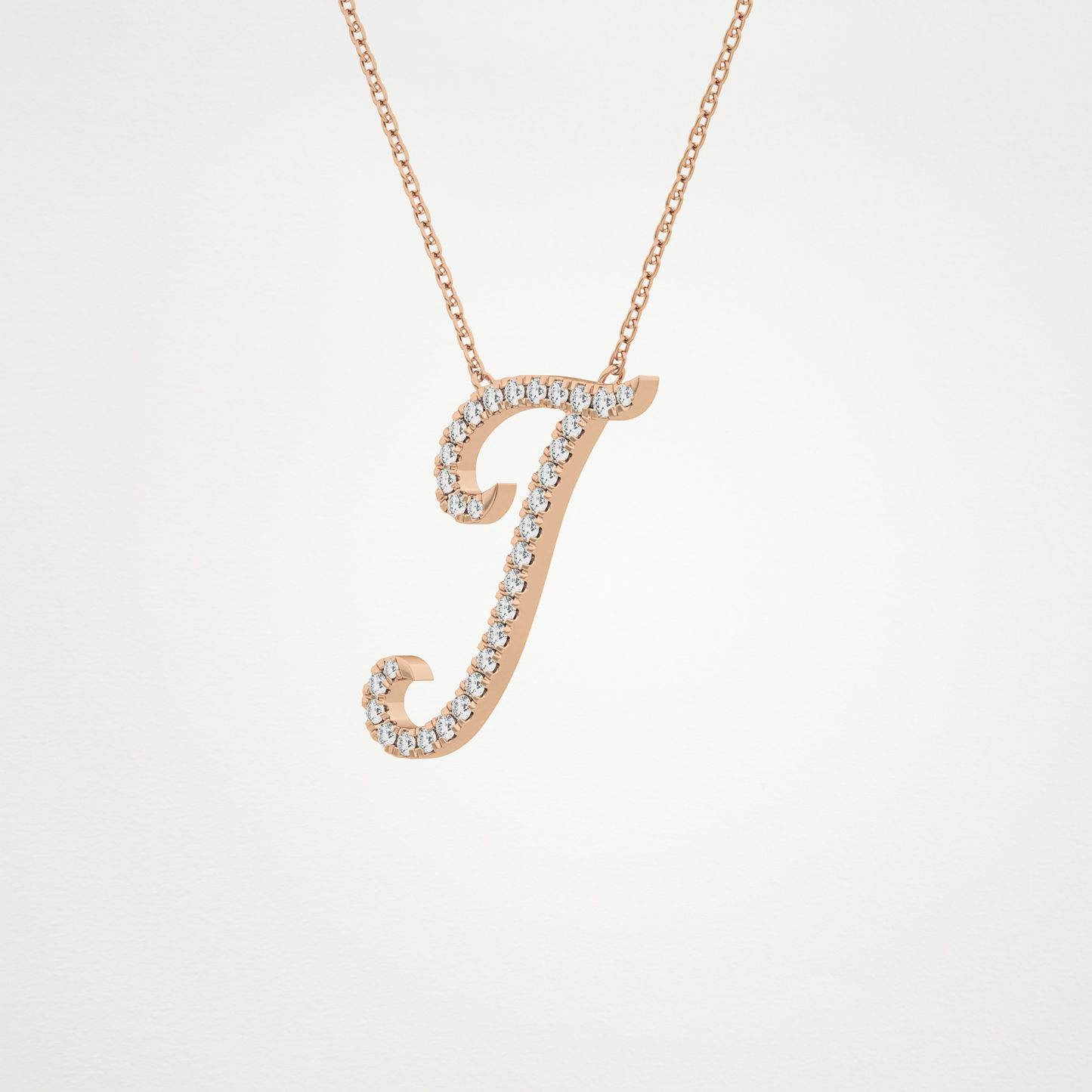 0.189 TCW Round Lab Grown Diamond J Initial Necklace
