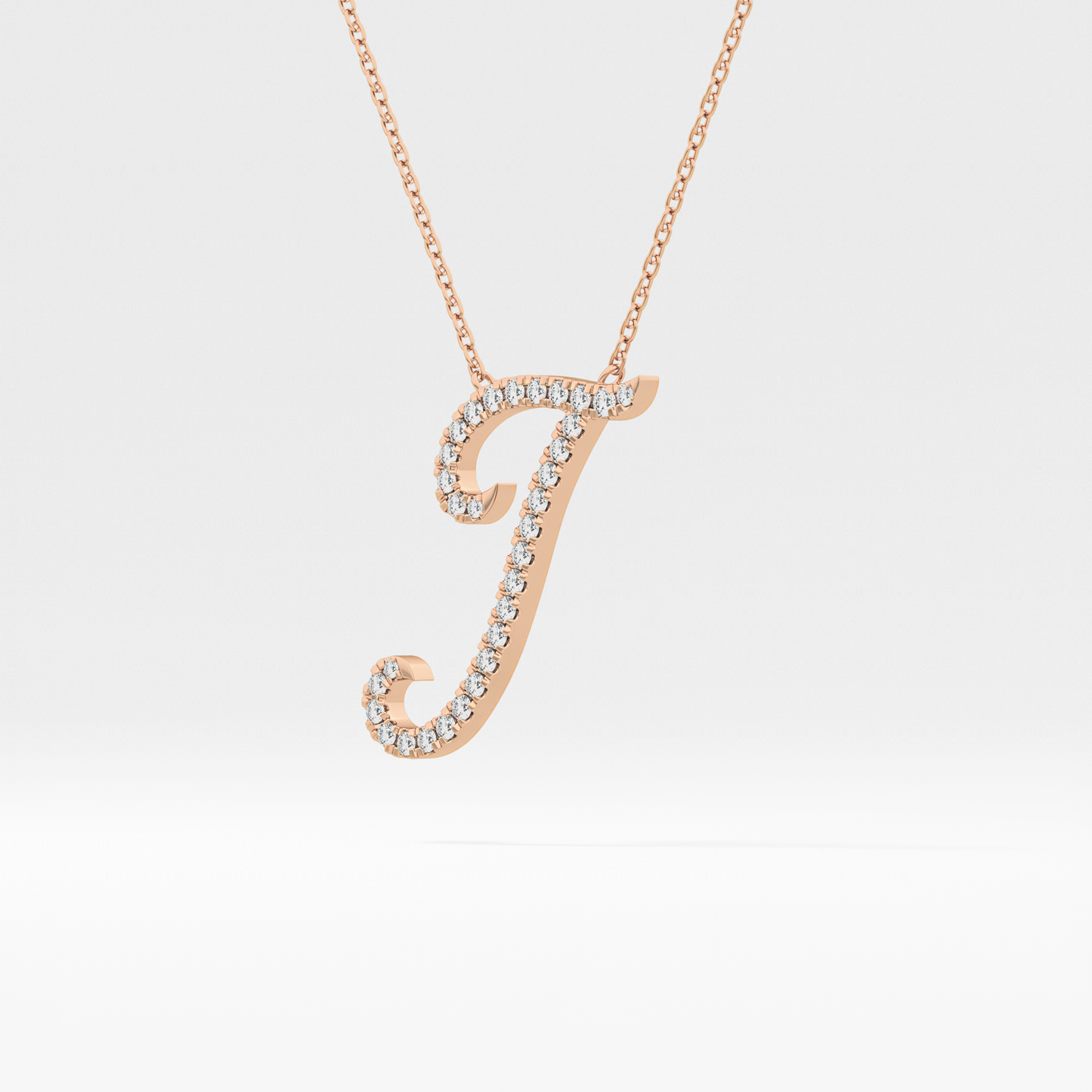 0.189 TCW Round Lab Grown Diamond J Initial Necklace