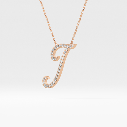 0.189 TCW Round Lab Grown Diamond J Initial Necklace