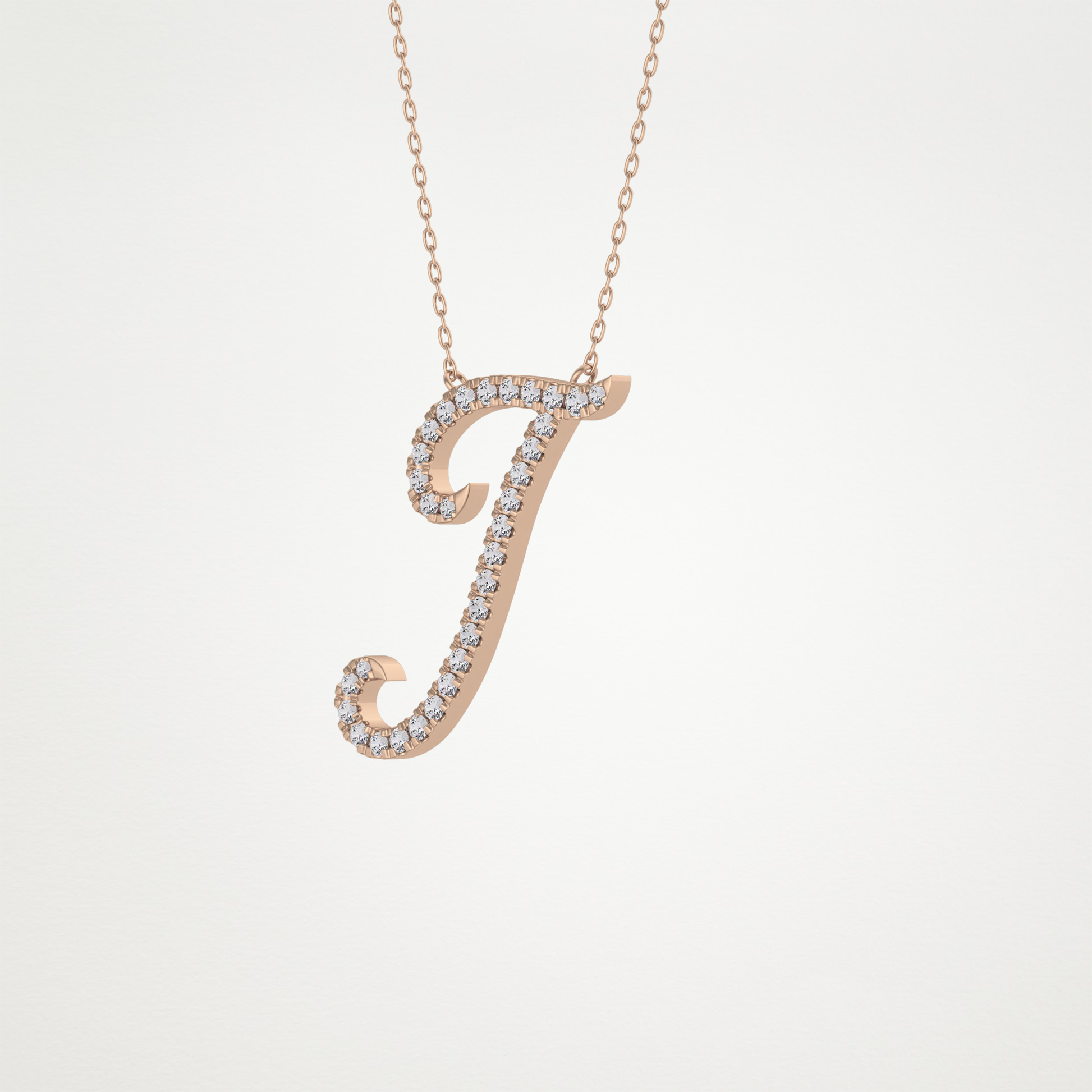 0.189 TCW Round Lab Grown Diamond J Initial Necklace