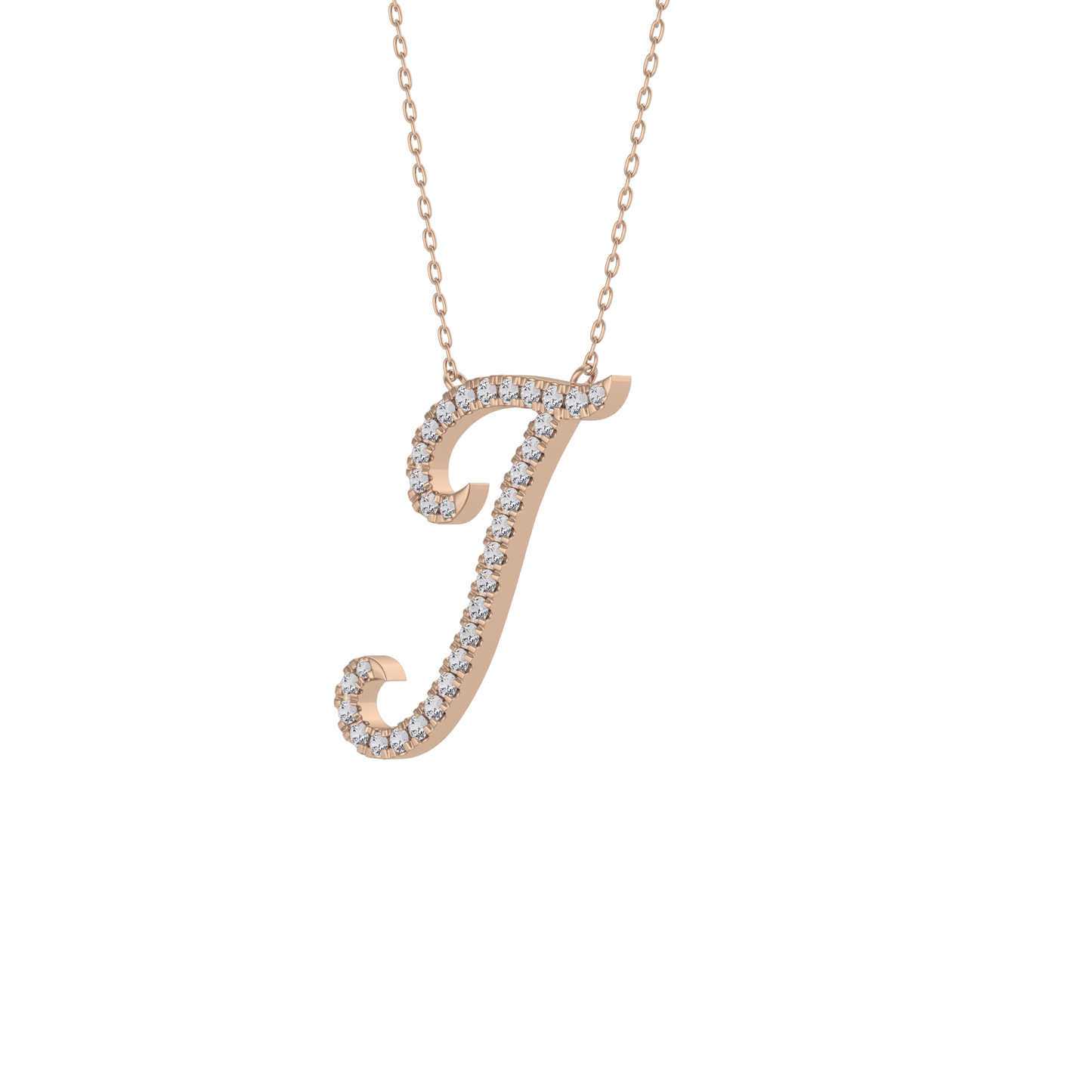 0.189 TCW Round Lab Grown Diamond J Initial Necklace