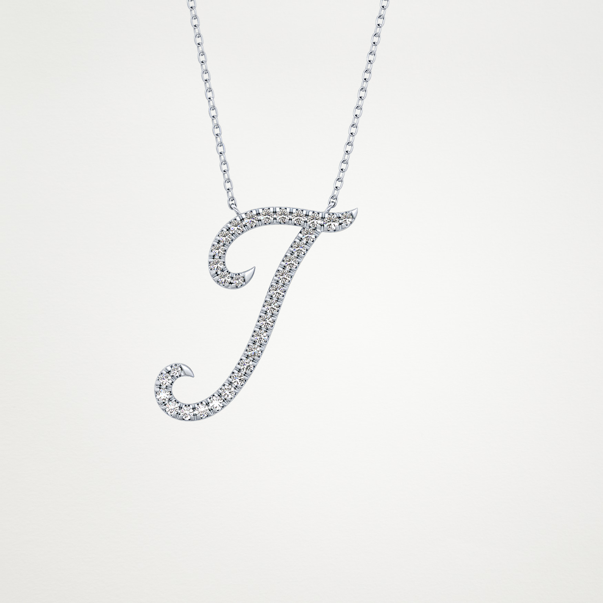 0.189 TCW Round Lab Grown Diamond J Initial Necklace