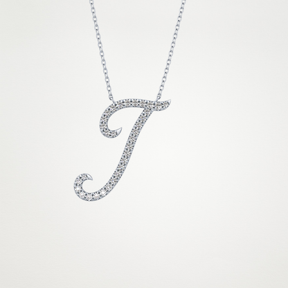 0.189 TCW Round Lab Grown Diamond J Initial Necklace