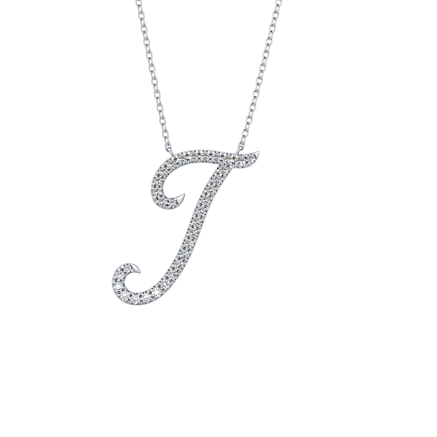 0.189 TCW Round Lab Grown Diamond J Initial Necklace