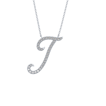 0.189 TCW Round Lab Grown Diamond J Initial Necklace