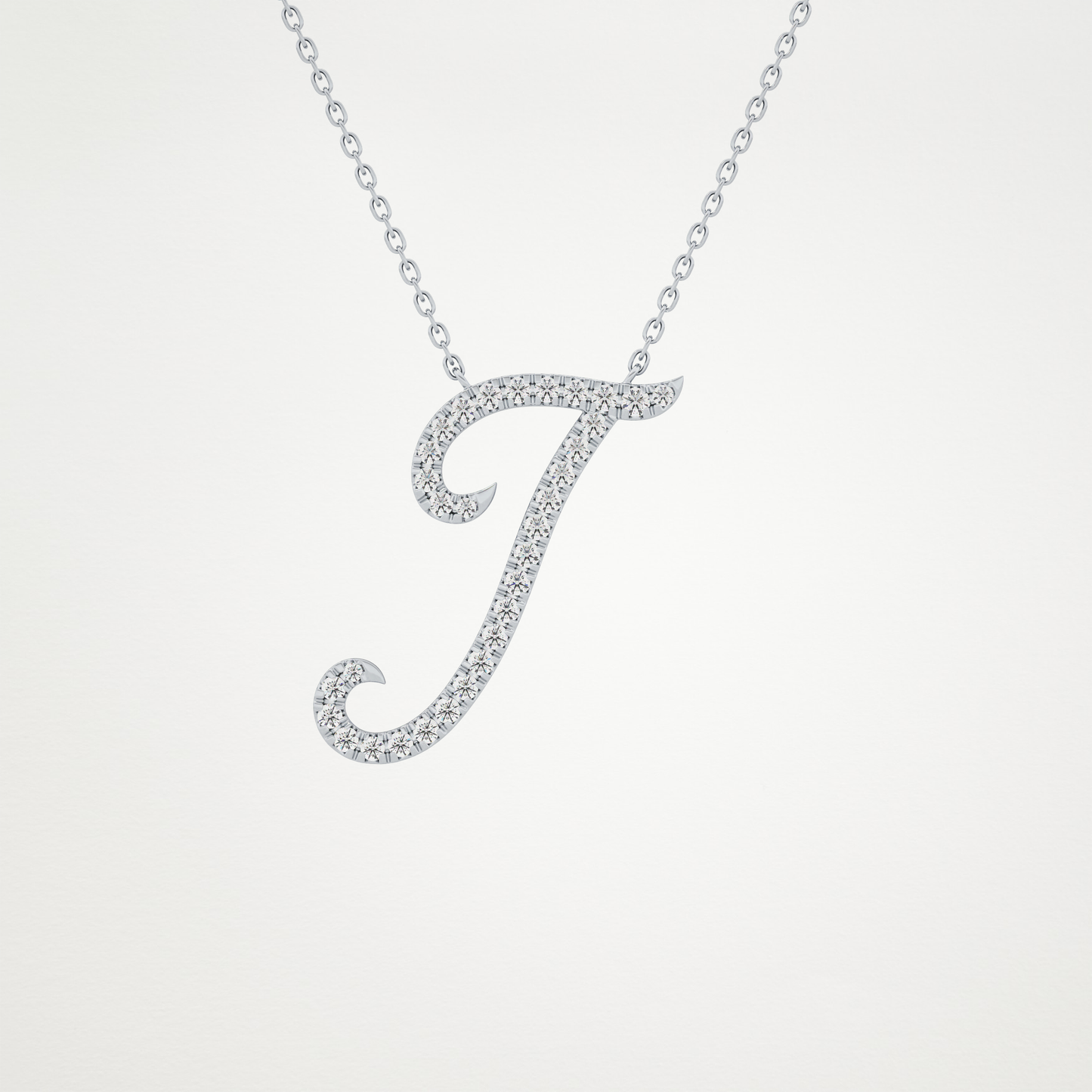 0.189 TCW Round Lab Grown Diamond J Initial Necklace