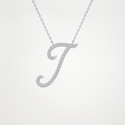 0.189 TCW Round Lab Grown Diamond J Initial Necklace