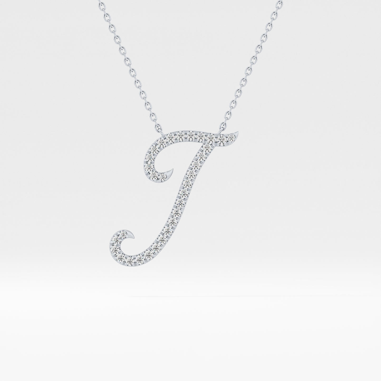 0.189 TCW Round Lab Grown Diamond J Initial Necklace