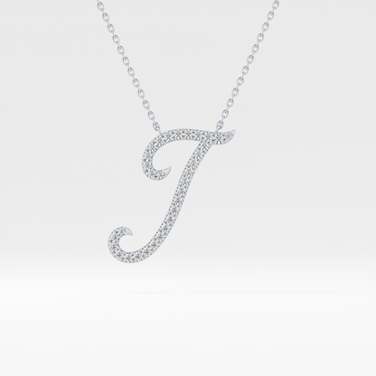0.189 TCW Round Lab Grown Diamond J Initial Necklace