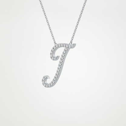 0.189 TCW Round Lab Grown Diamond J Initial Necklace