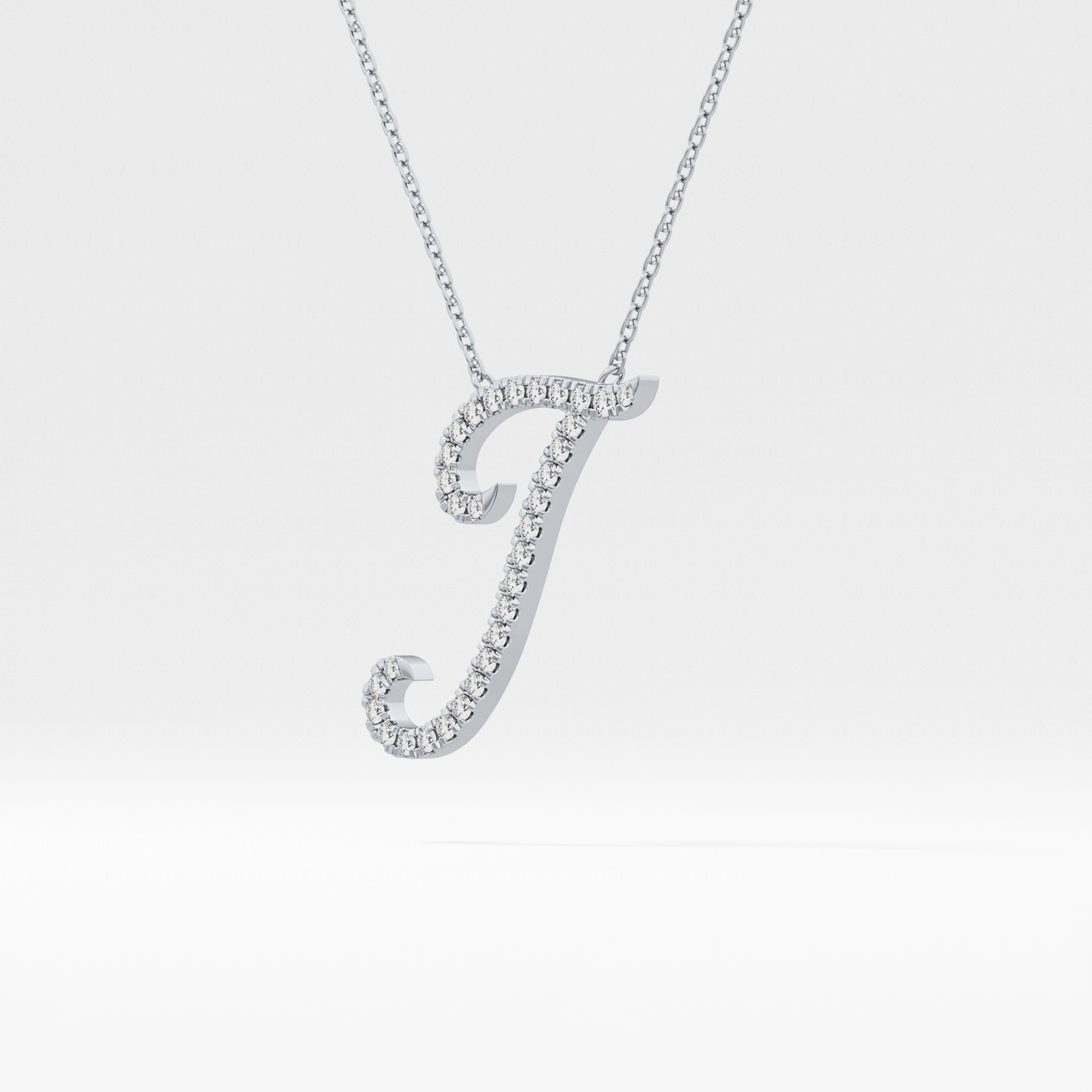 0.189 TCW Round Lab Grown Diamond J Initial Necklace