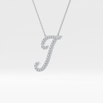 0.189 TCW Round Lab Grown Diamond J Initial Necklace