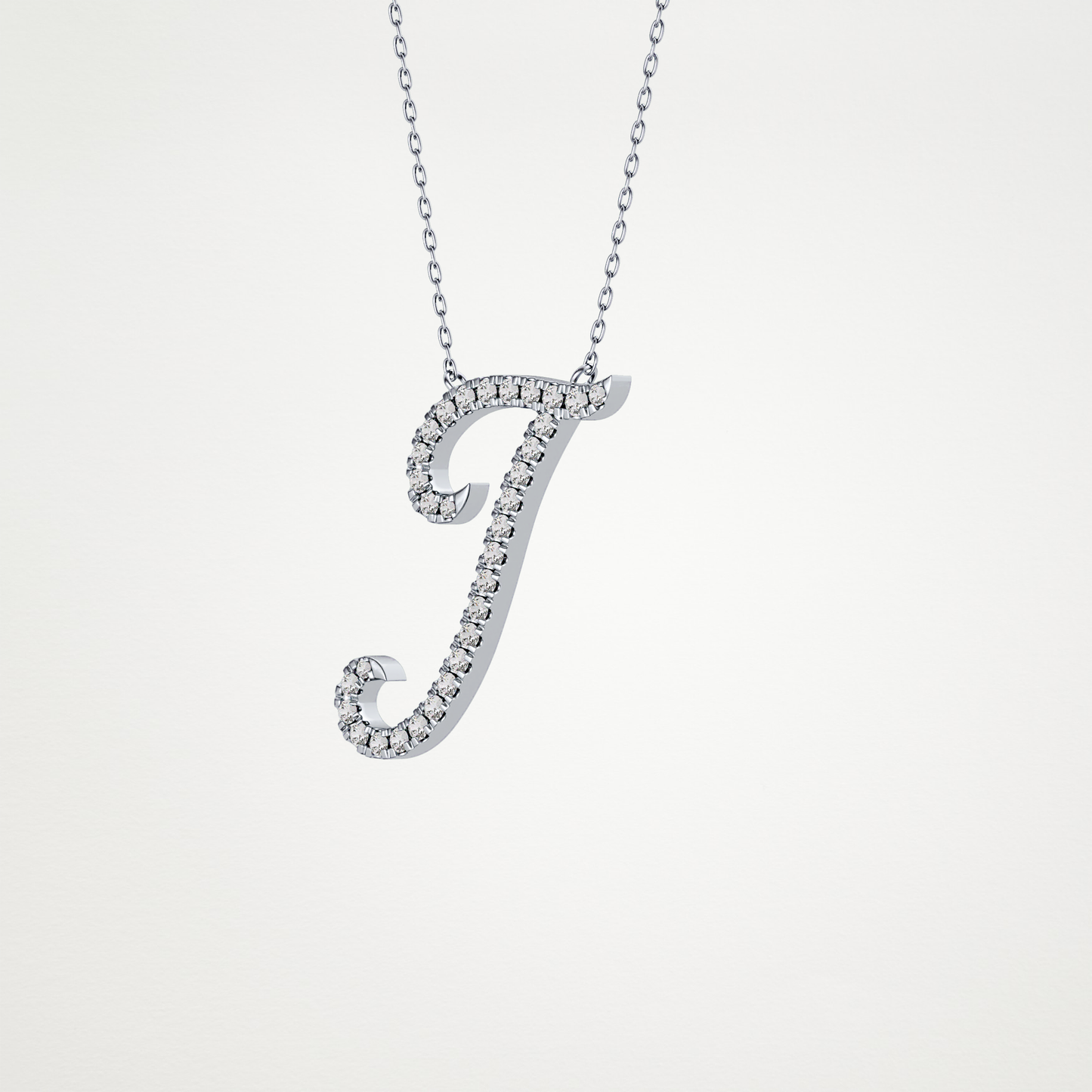0.189 TCW Round Lab Grown Diamond J Initial Necklace